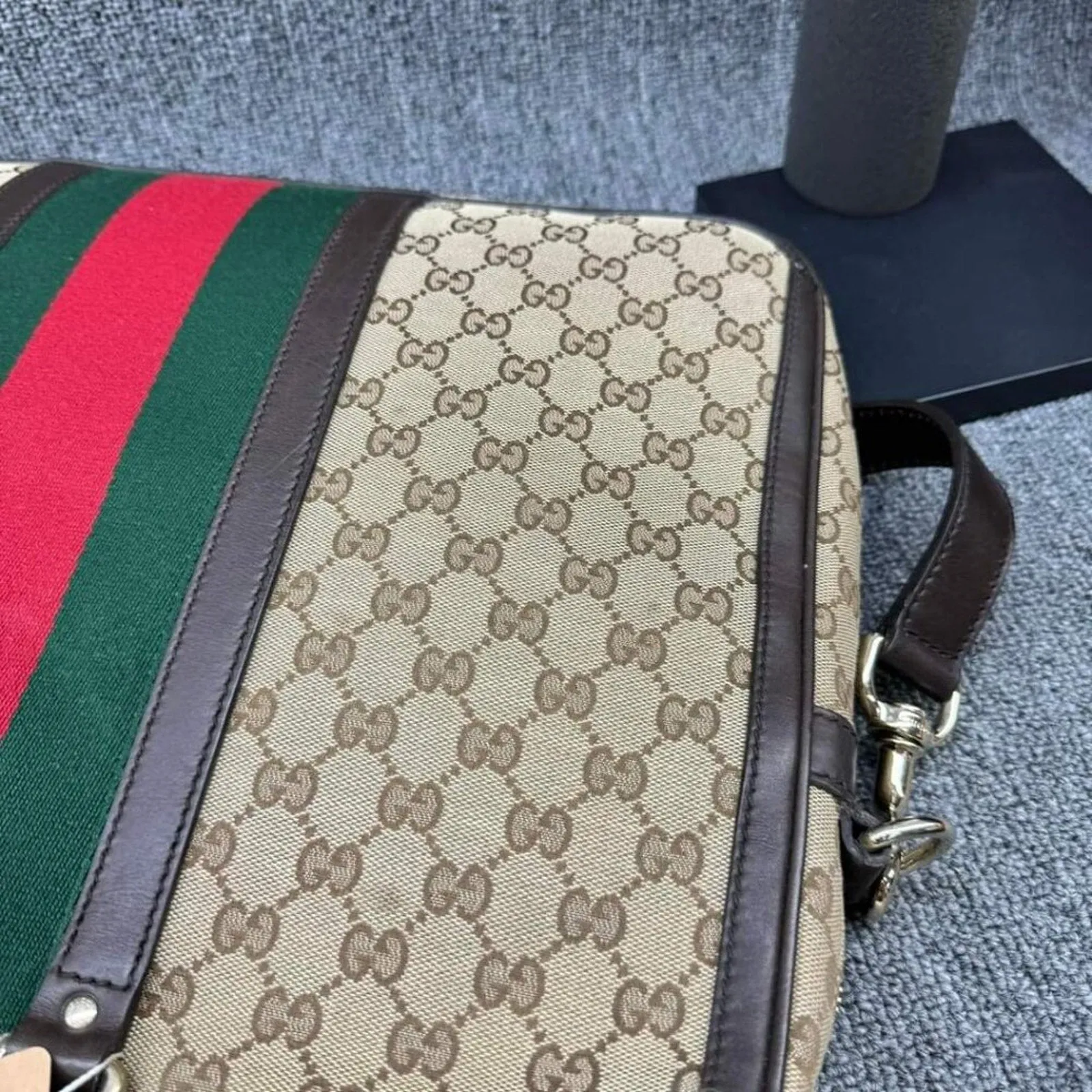 100% Authentic Gucci Web Briefcase Bag