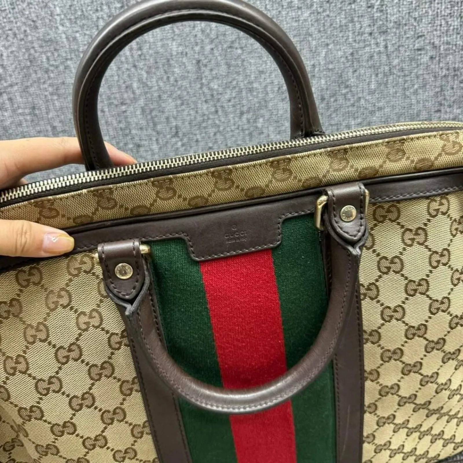 100% Authentic Gucci Web Briefcase Bag