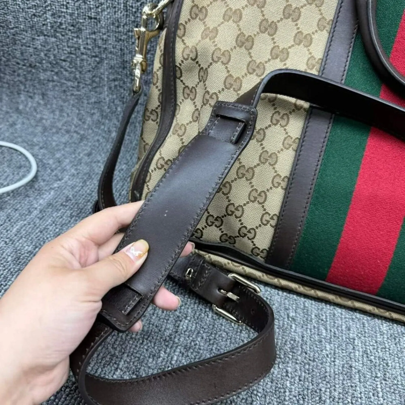 100% Authentic Gucci Web Briefcase Bag