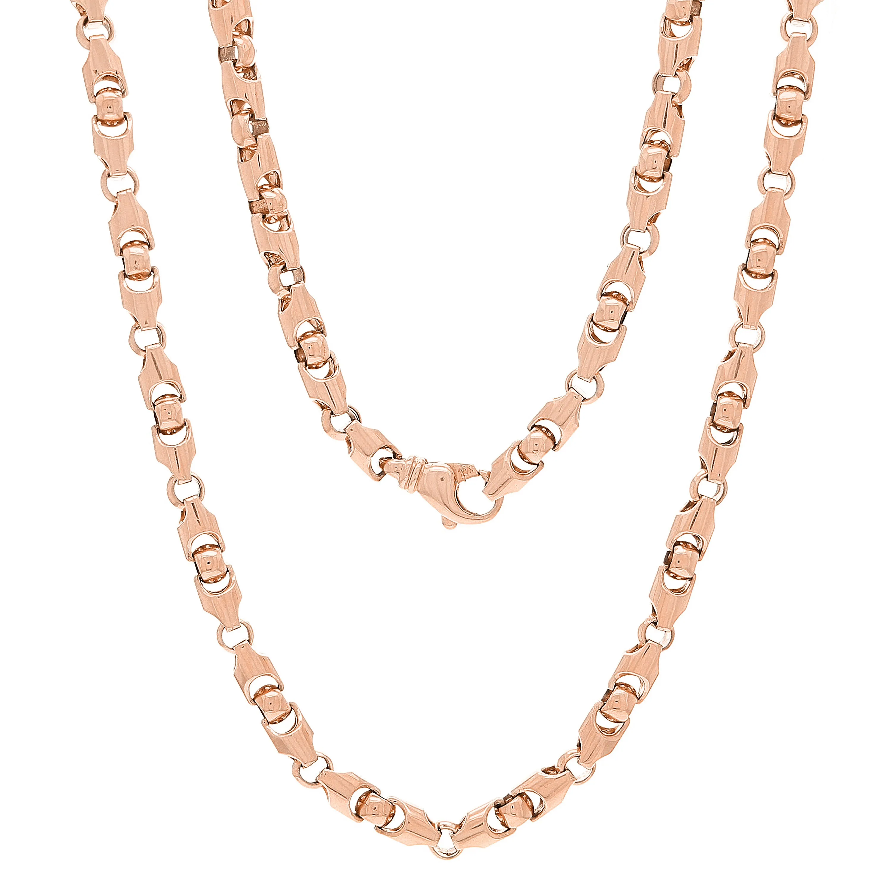 10k Yellow White or Rose Gold Solid Heavy Bullet Style Link Chain Necklace 20" - 28" 6mm
