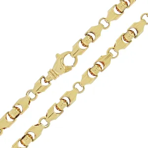 10k Yellow White or Rose Gold Solid Heavy Bullet Style Link Chain Necklace 20" - 28" 6mm