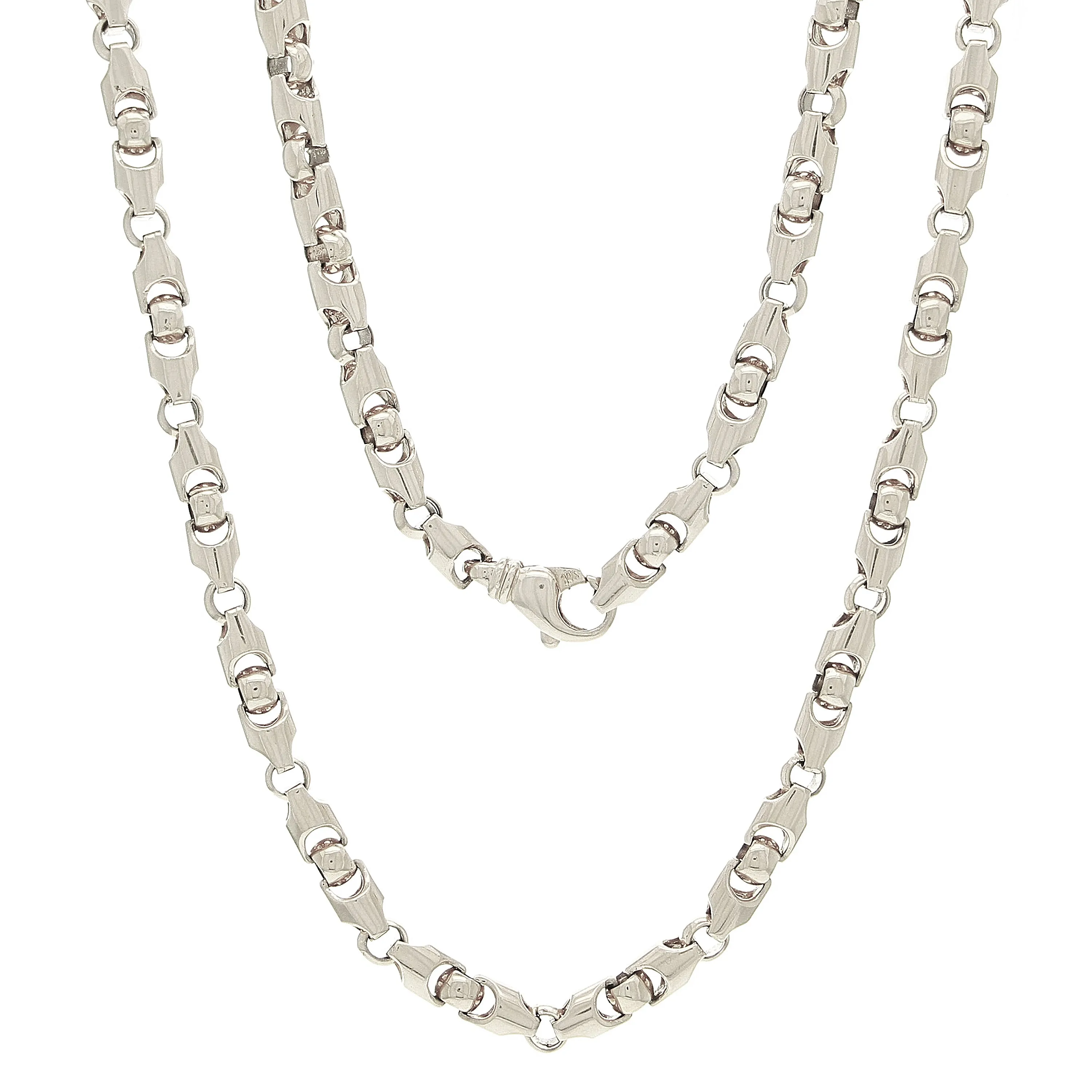 10k Yellow White or Rose Gold Solid Heavy Bullet Style Link Chain Necklace 20" - 28" 6mm