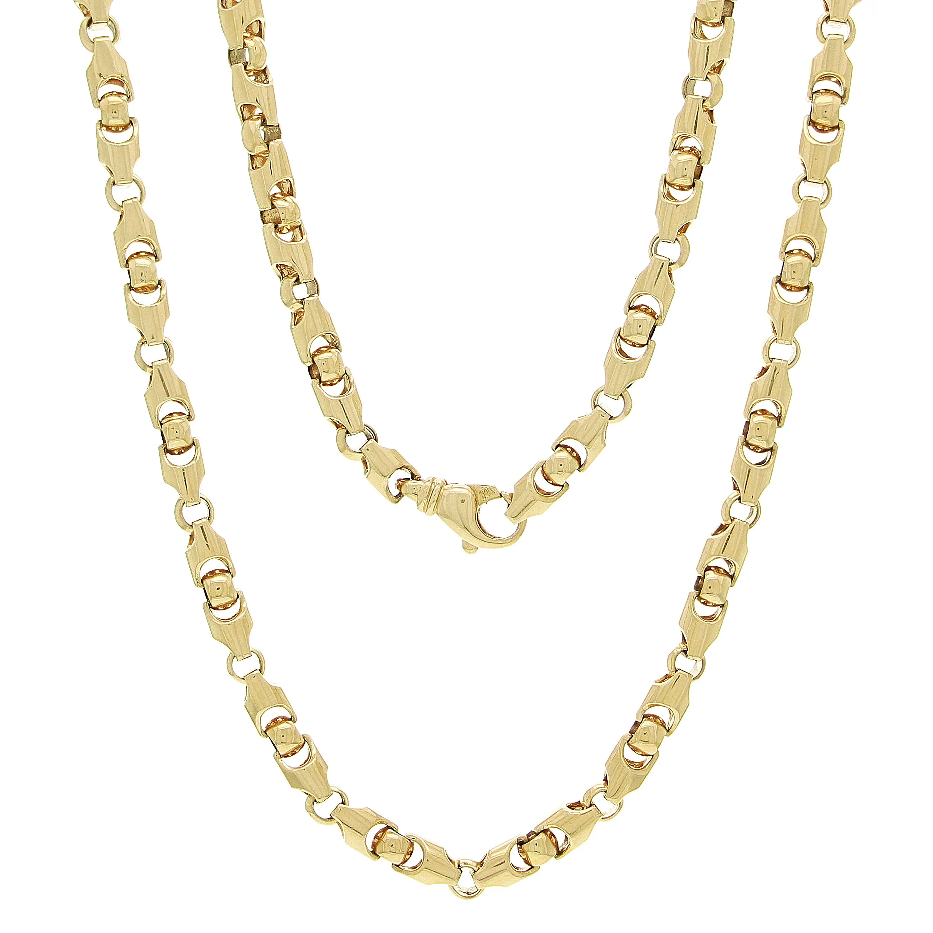10k Yellow White or Rose Gold Solid Heavy Bullet Style Link Chain Necklace 20" - 28" 6mm