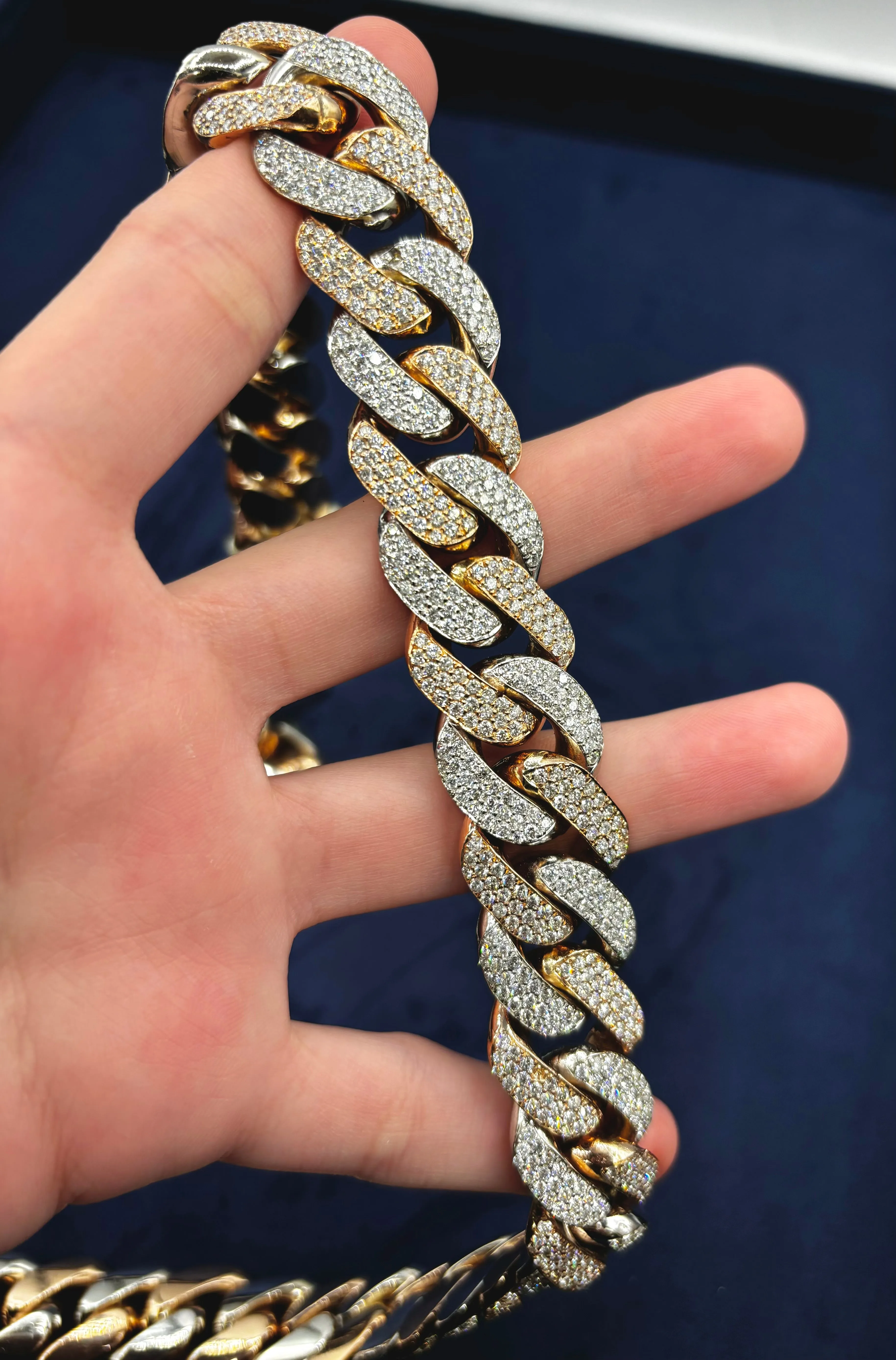 14K 18.6mm Rose Gold and White Gold Two-Tone Cuban Chain 25"