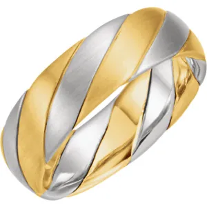 14K Yellow & White 6mm Hand Woven Band Size 7.5