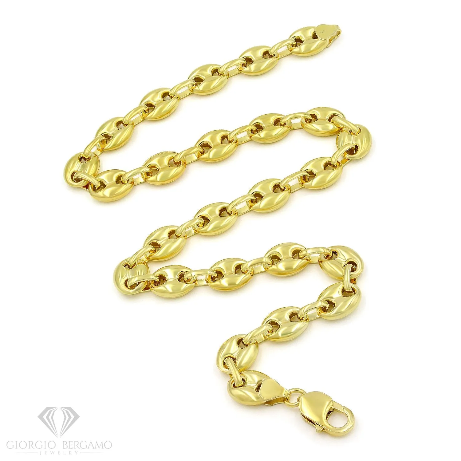 14K Yellow Gold 4.5mm Hollow Puffed Mariner Chain