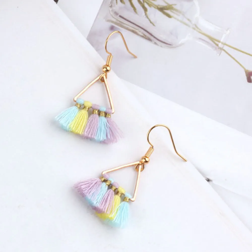 15*15mm Small Triangle Fan Tassels Cotton Tassel Earrings Perfect for pendants 2pcs 102354