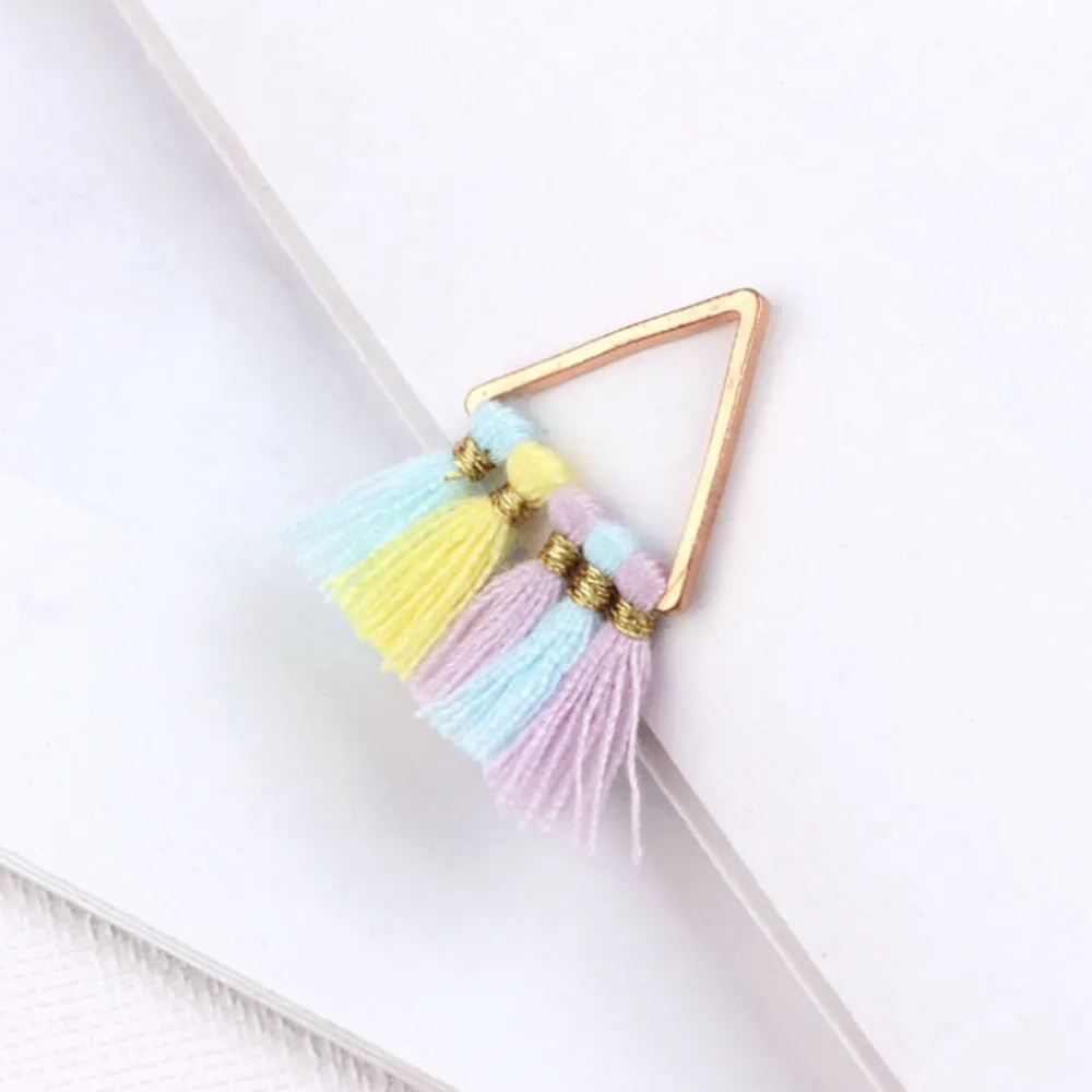 15*15mm Small Triangle Fan Tassels Cotton Tassel Earrings Perfect for pendants 2pcs 102354