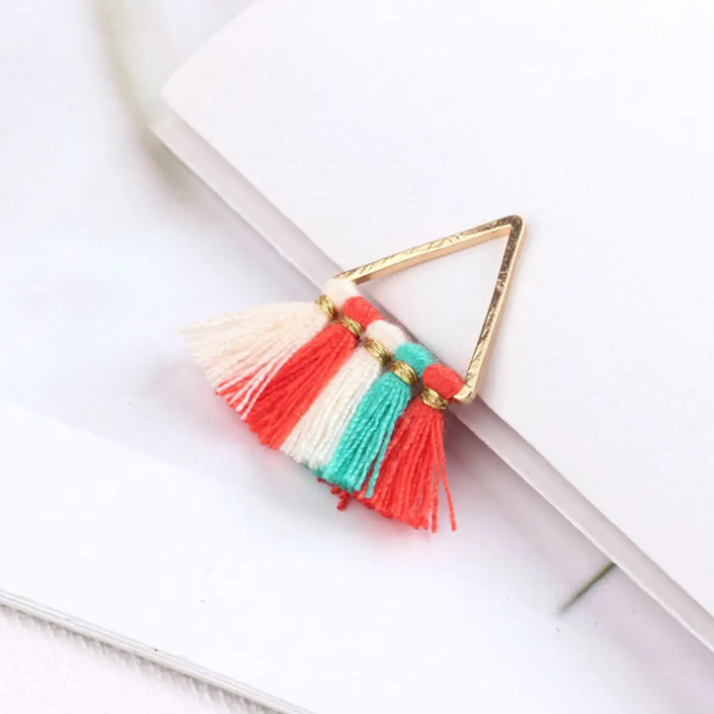 15*15mm Small Triangle Fan Tassels Cotton Tassel Earrings Perfect for pendants 2pcs 102354