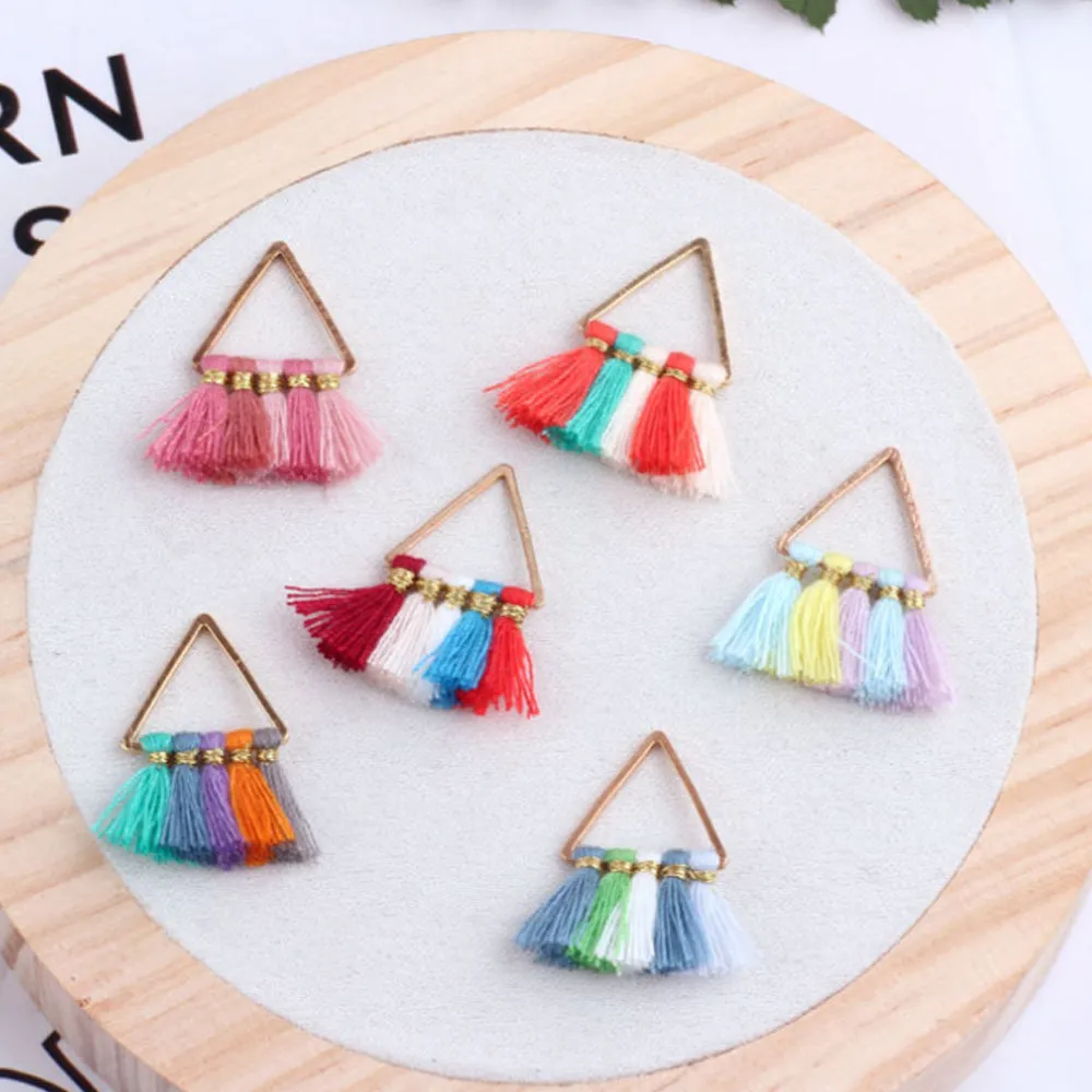 15*15mm Small Triangle Fan Tassels Cotton Tassel Earrings Perfect for pendants 2pcs 102354