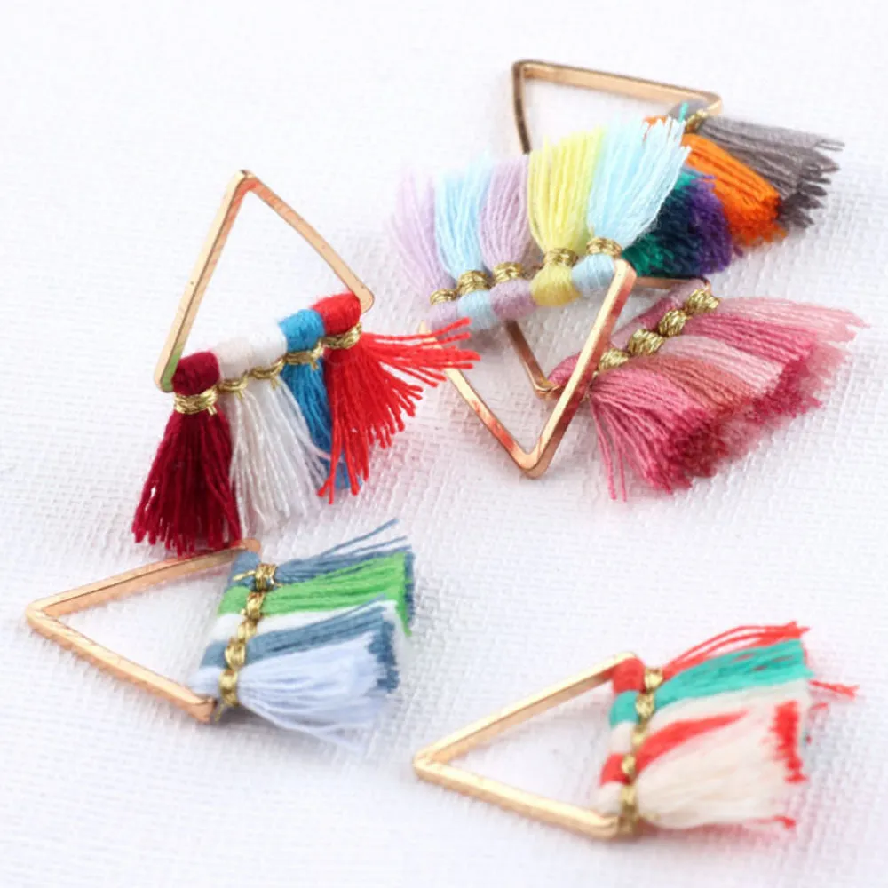 15*15mm Small Triangle Fan Tassels Cotton Tassel Earrings Perfect for pendants 2pcs 102354