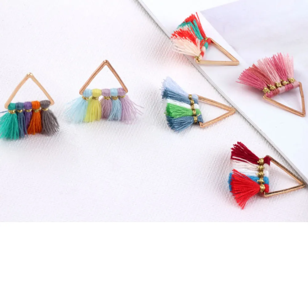 15*15mm Small Triangle Fan Tassels Cotton Tassel Earrings Perfect for pendants 2pcs 102354