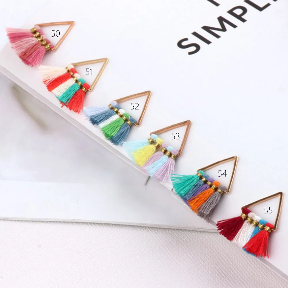 15*15mm Small Triangle Fan Tassels Cotton Tassel Earrings Perfect for pendants 2pcs 102354