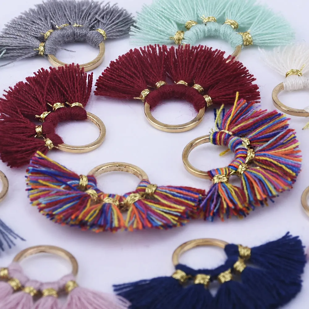 18*27mm Cotton Tassels Small Round Fan Tassels charm Hoop Earring Pendant Wholesale tassels 2pcs