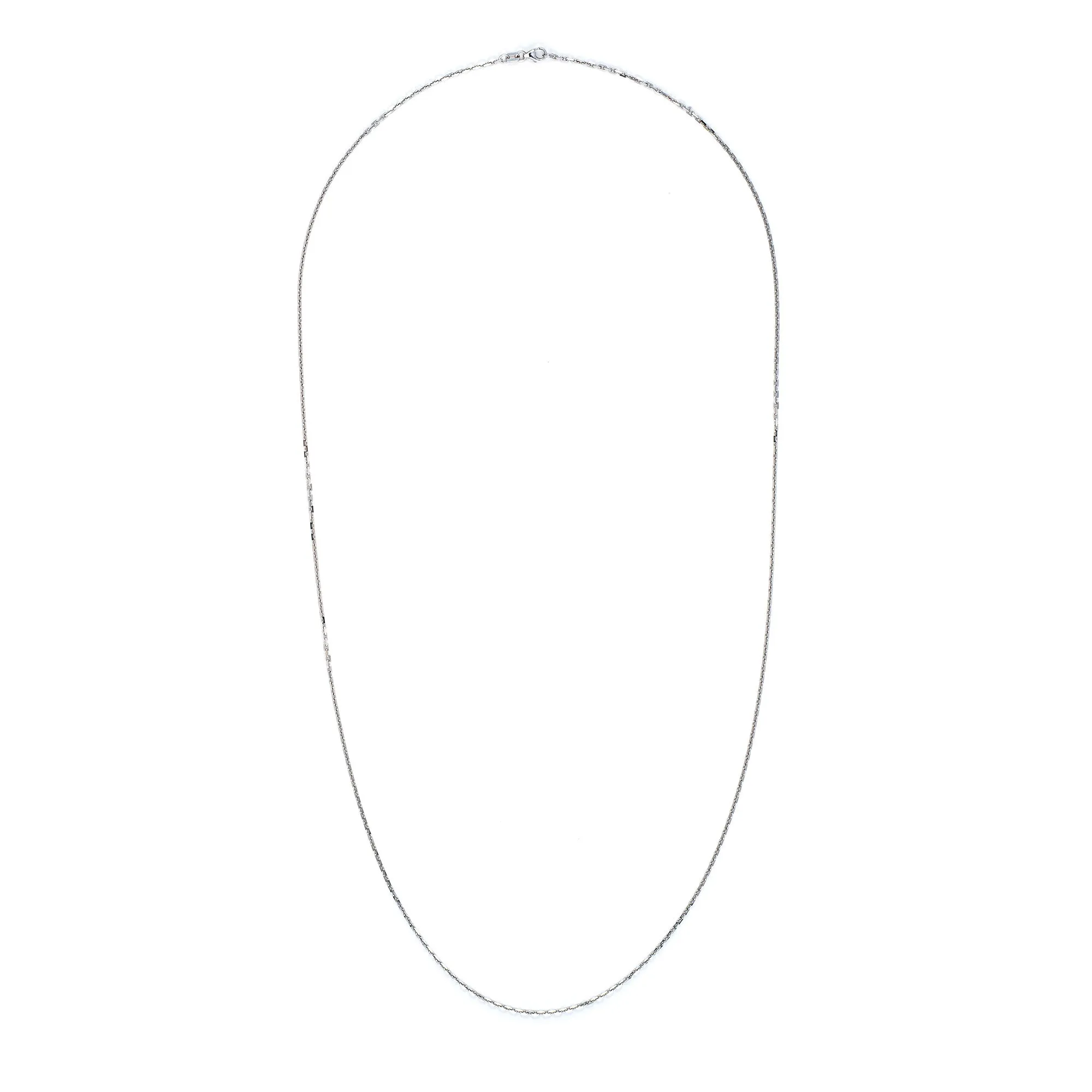 18K White Gold Flat Cable Chain (28")