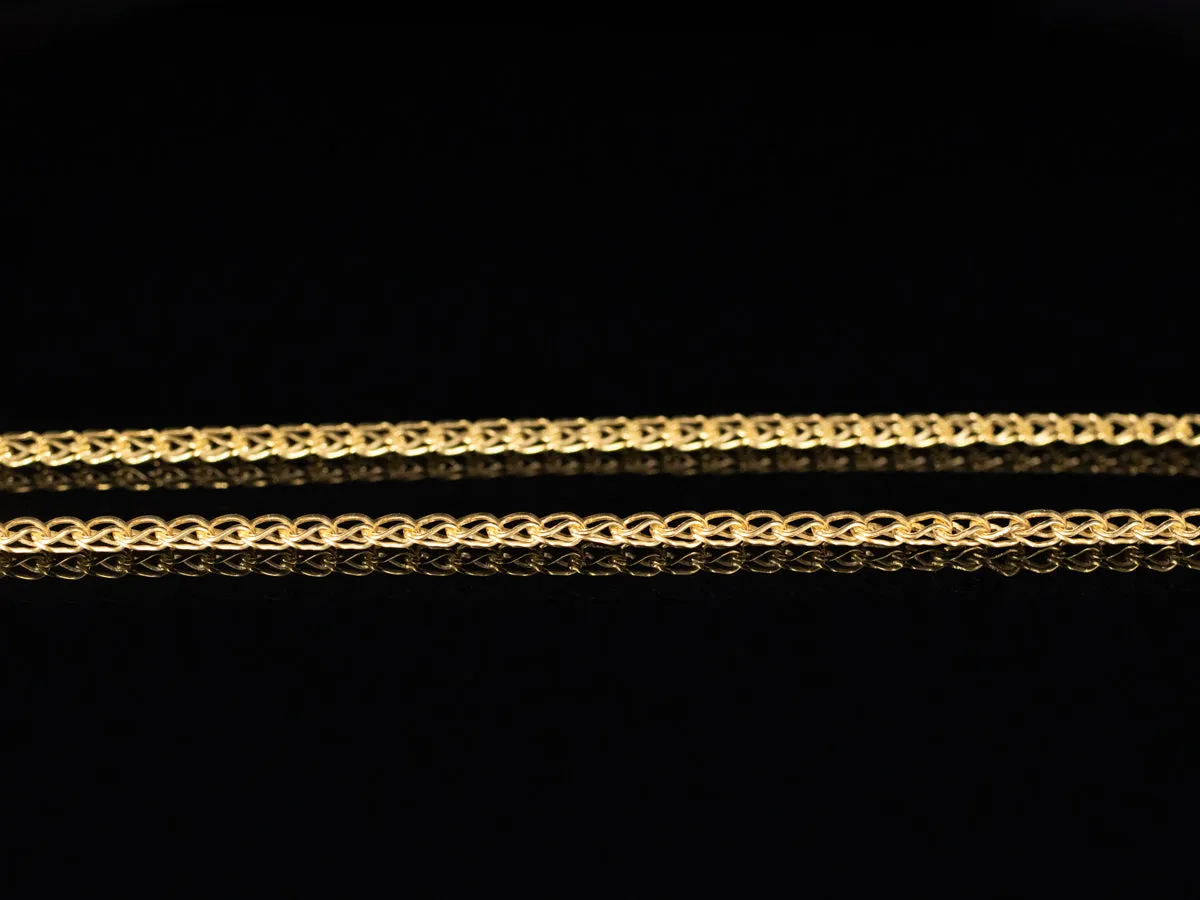 18K Yellow Gold Woven Box Wheat Chain 24"