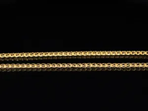 18K Yellow Gold Woven Box Wheat Chain 24"