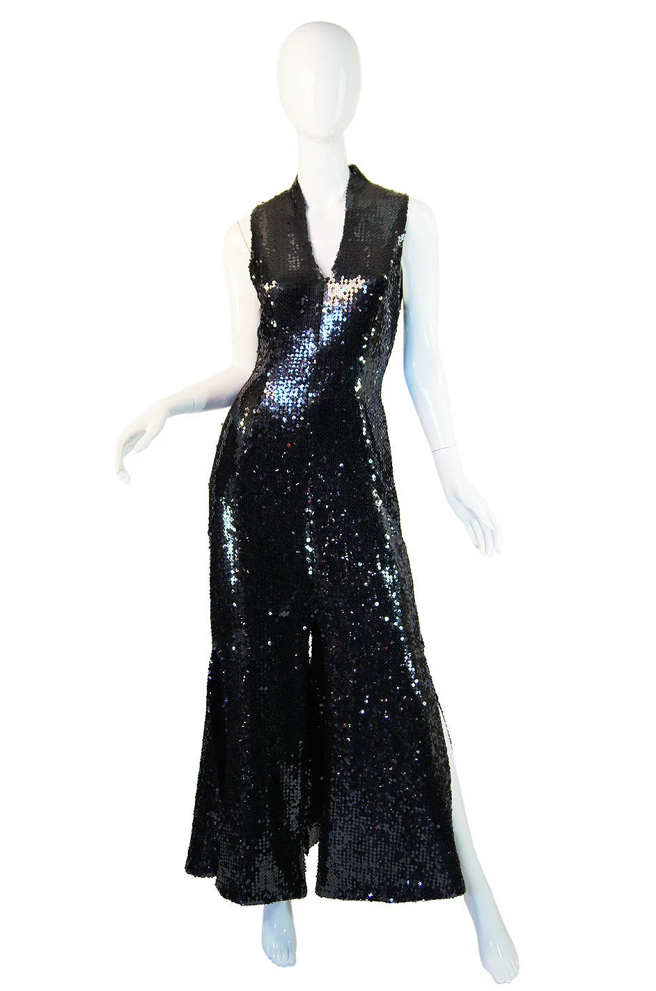 1970s Sequin Chloe Car Wash Hem Maxi