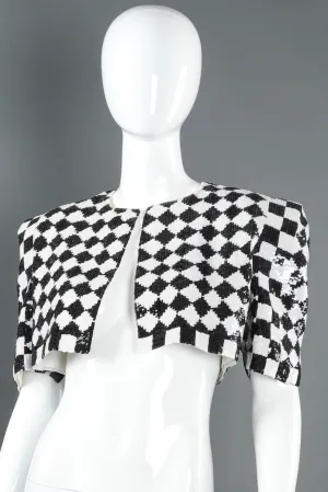 1980s Sequin Checker Print Bolero