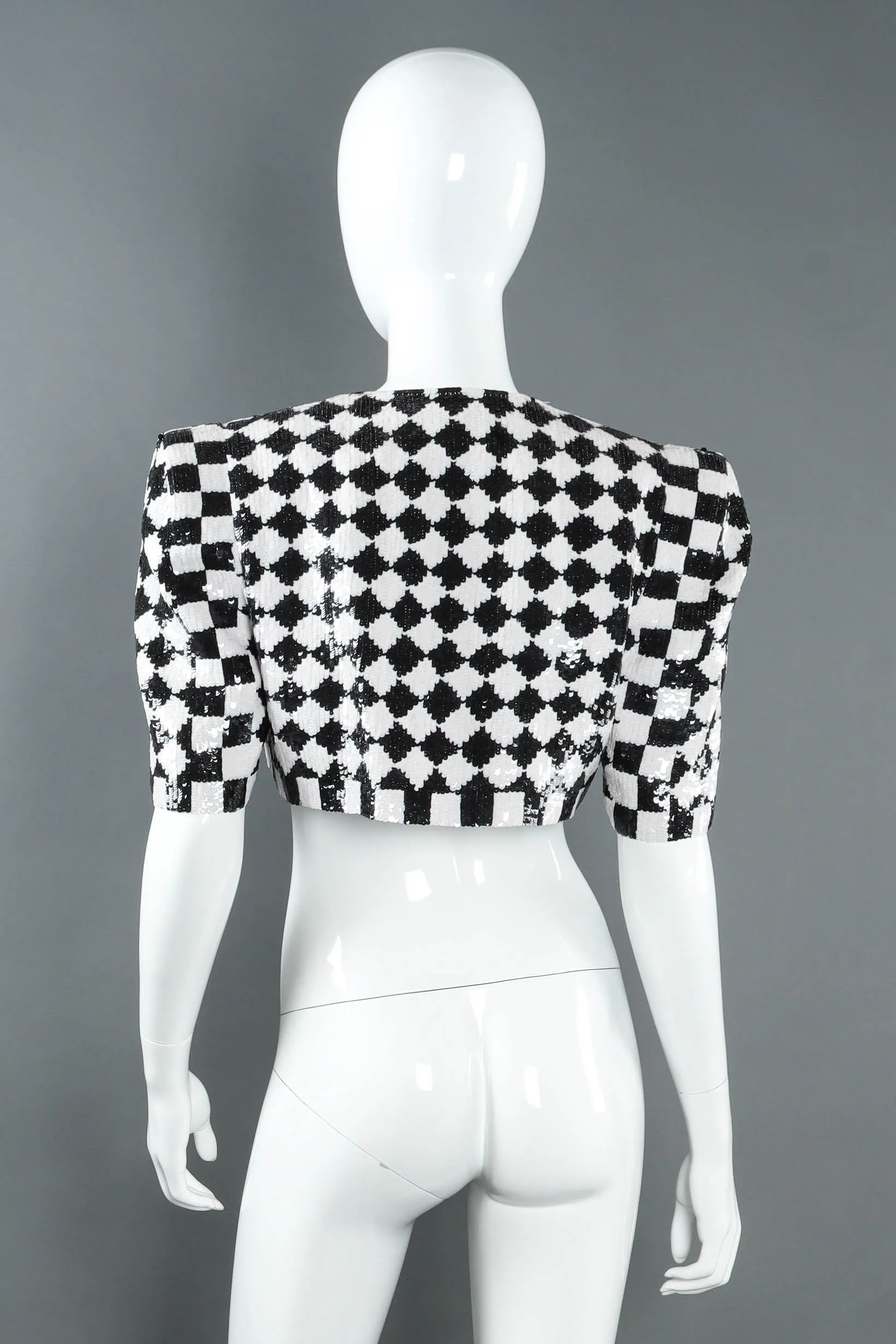 1980s Sequin Checker Print Bolero