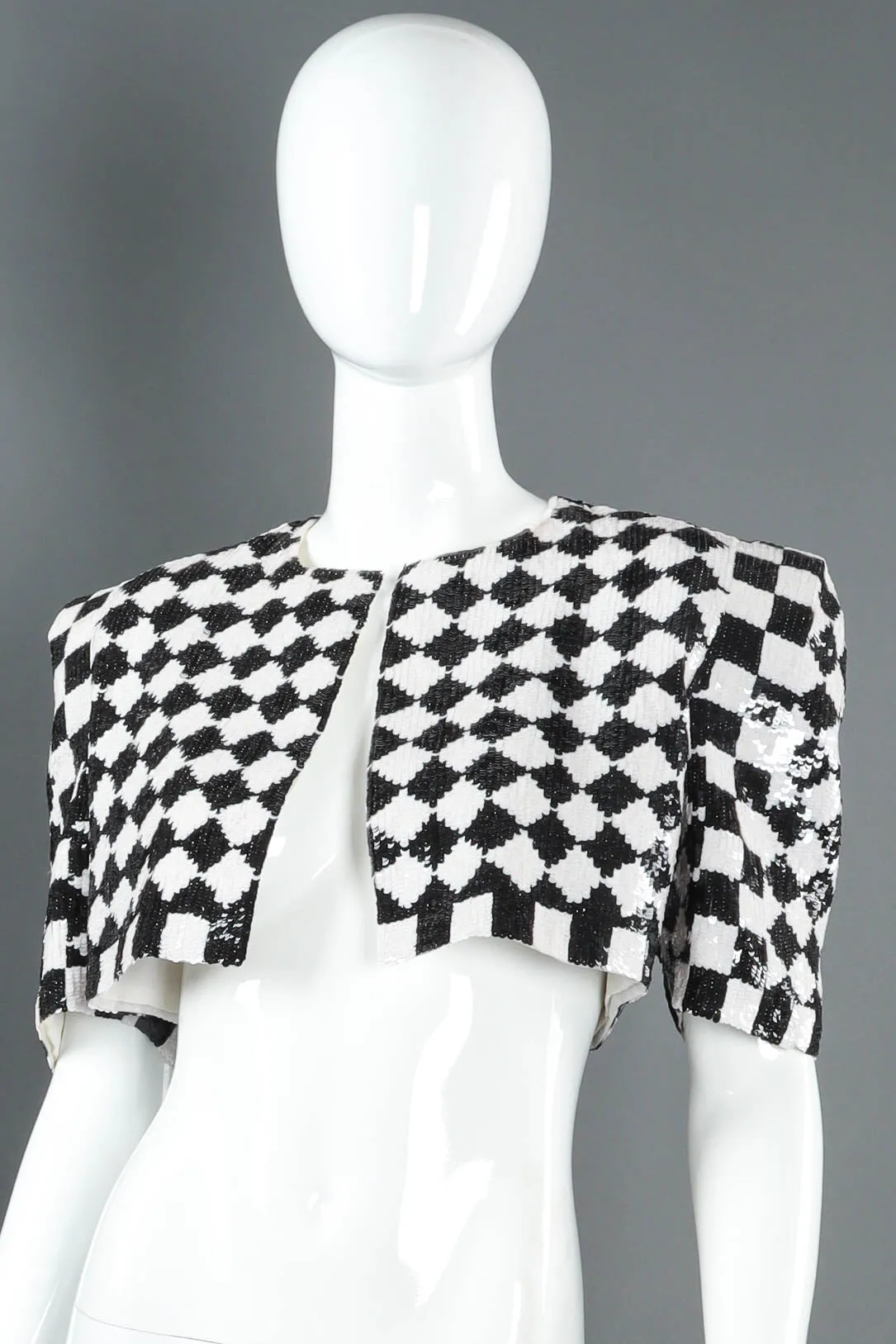 1980s Sequin Checker Print Bolero