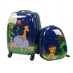 2 Pieces 12 Inch and 16 Inch Kids Carry on Suitcase Rolling Backpack School Lugg
