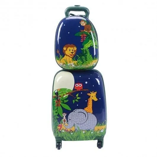 2 Pieces 12 Inch and 16 Inch Kids Carry on Suitcase Rolling Backpack School Lugg