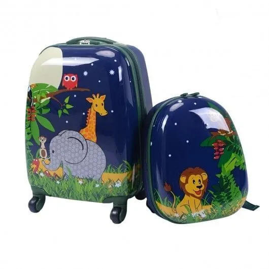 2 Pieces 12 Inch and 16 Inch Kids Carry on Suitcase Rolling Backpack School Lugg