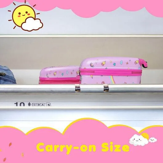 2 Pieces Kids Carry-on Luggage Set with 12 Inch Backpack-Pink - Color: Pink
