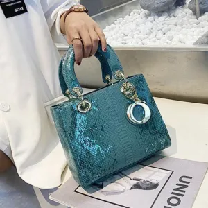 #212 Imitated Snakeskin Square Handbag