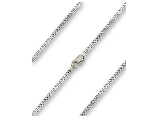 30 inch Sterling Silver - Rhodium Finished Curb Chain with Lobster Claw - Carded