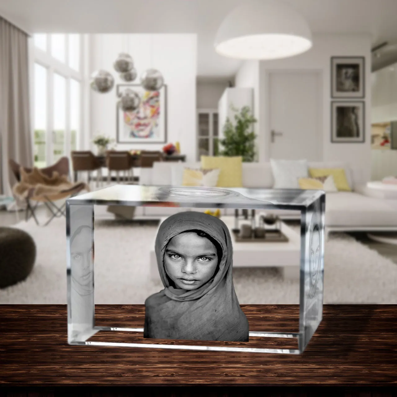 3D Crystal Laser Engraved XLarge Brick, Laser Engraved with Your Photo, Personalized Photo Gift, 3D Laser Engraved Etched Crystal - 4 People
