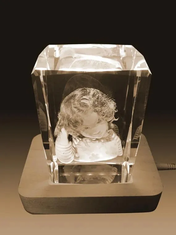 3D Crystal Laser Engraved XLarge Brick, Laser Engraved with Your Photo, Personalized Photo Gift, 3D Laser Engraved Etched Crystal - 4 People