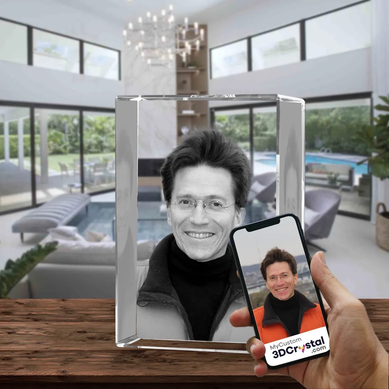 3D Crystal Laser Engraved XLarge Tower, Laser Engraved with Your Photo, Personalized Photo Gift, 3D Laser Engraved Etched Crystal - 1 Person