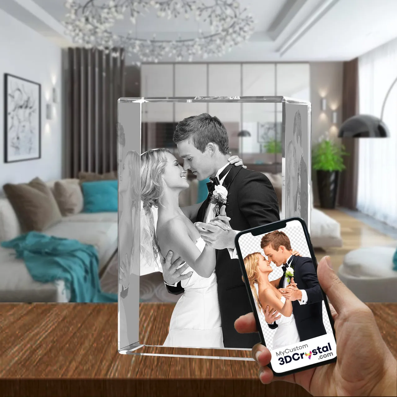 3D Crystal Laser Engraved XXLarge Tower, Laser Engraved with Your Photo, Personalized Photo Gift, 3D Laser Engraved Etched Crystal - 3D Crystal Wedding Collection 2