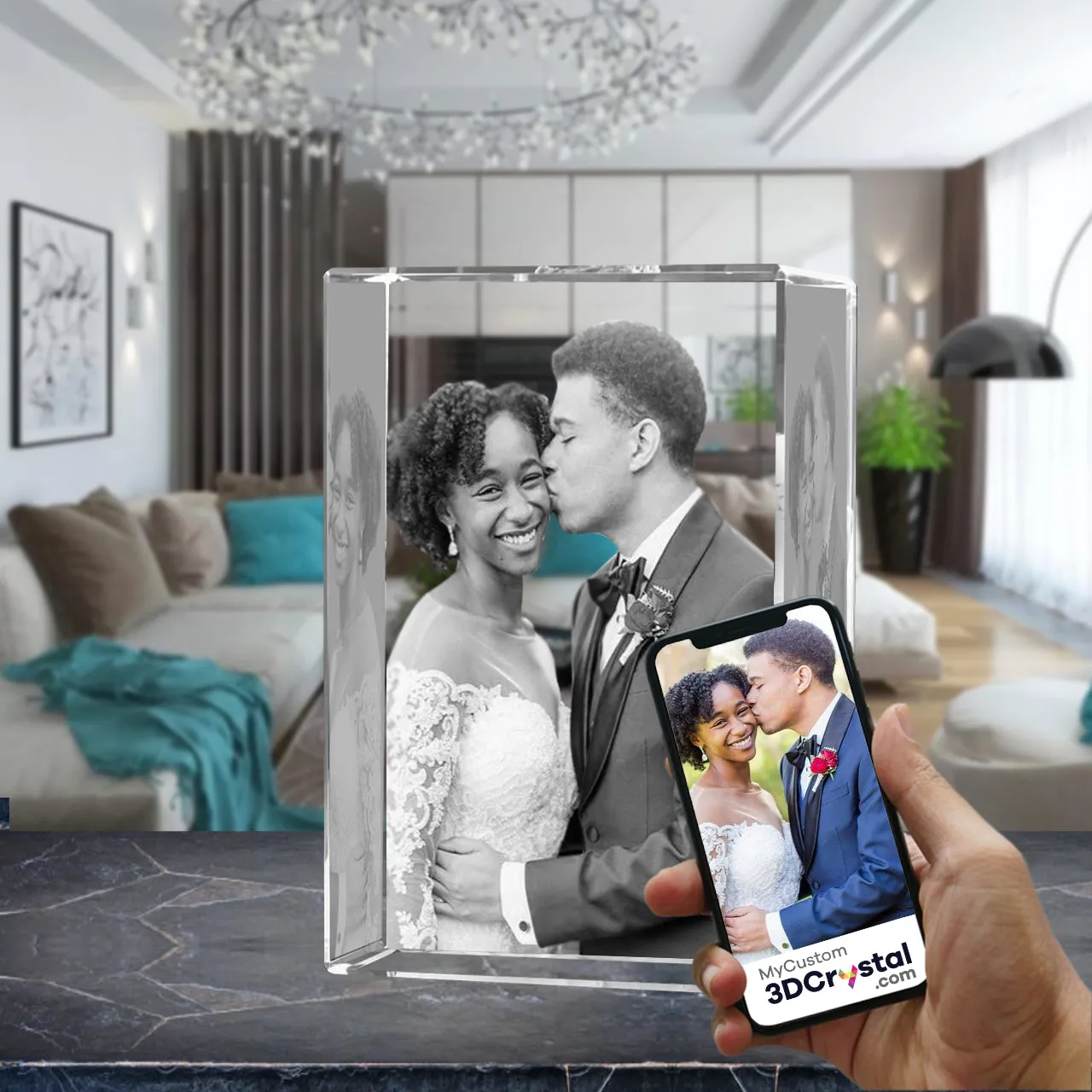 3D Crystal Laser Engraved XXLarge Tower, Laser Engraved with Your Photo, Personalized Photo Gift, 3D Laser Engraved Etched Crystal - 3D Crystal Wedding Collection 5