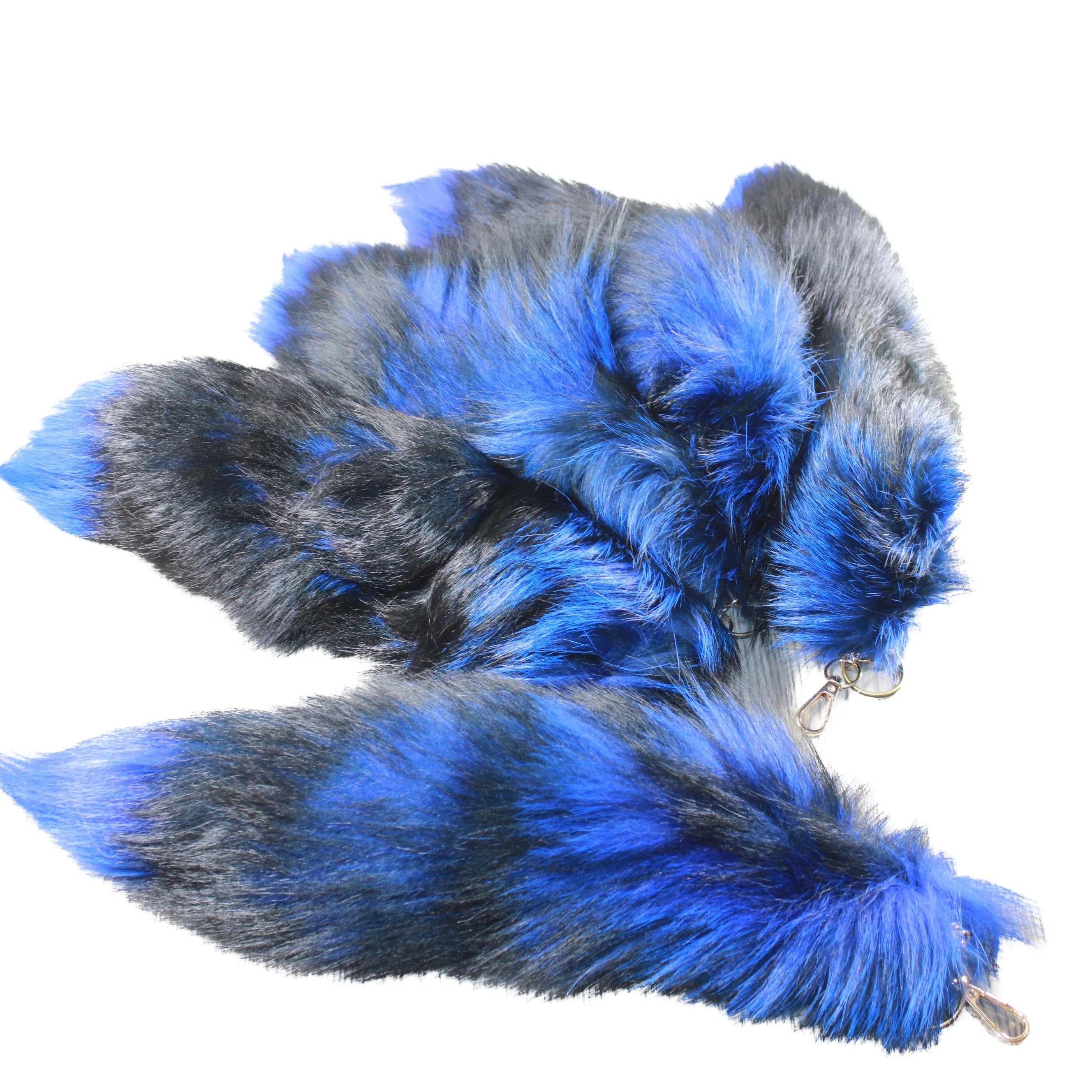 5 Dyed Silver Fox Tail Key Rings #5852  Taxidermy Keychain Tassel Bag Tag