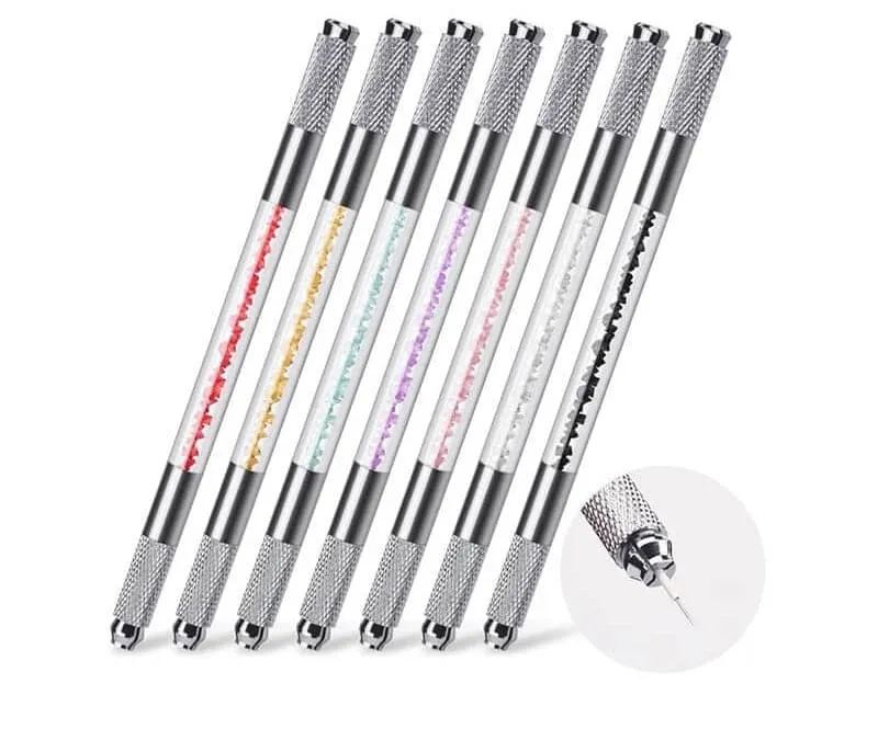 50% OFF! Rainbow Pack - Silver Metal & Crushed Crystal Microblading Tools
