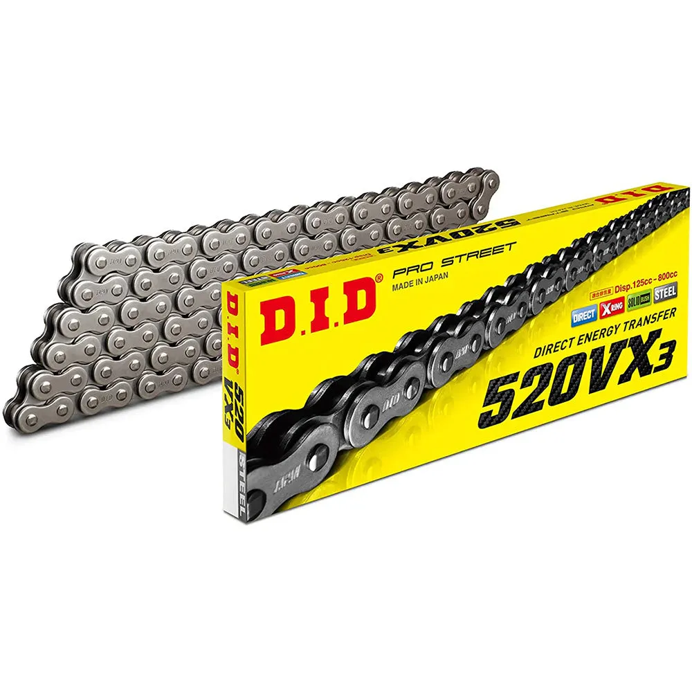 520VX3 x 100FB X'Ring solid bush chain w/ FJ clip link DID (520VX3100)
