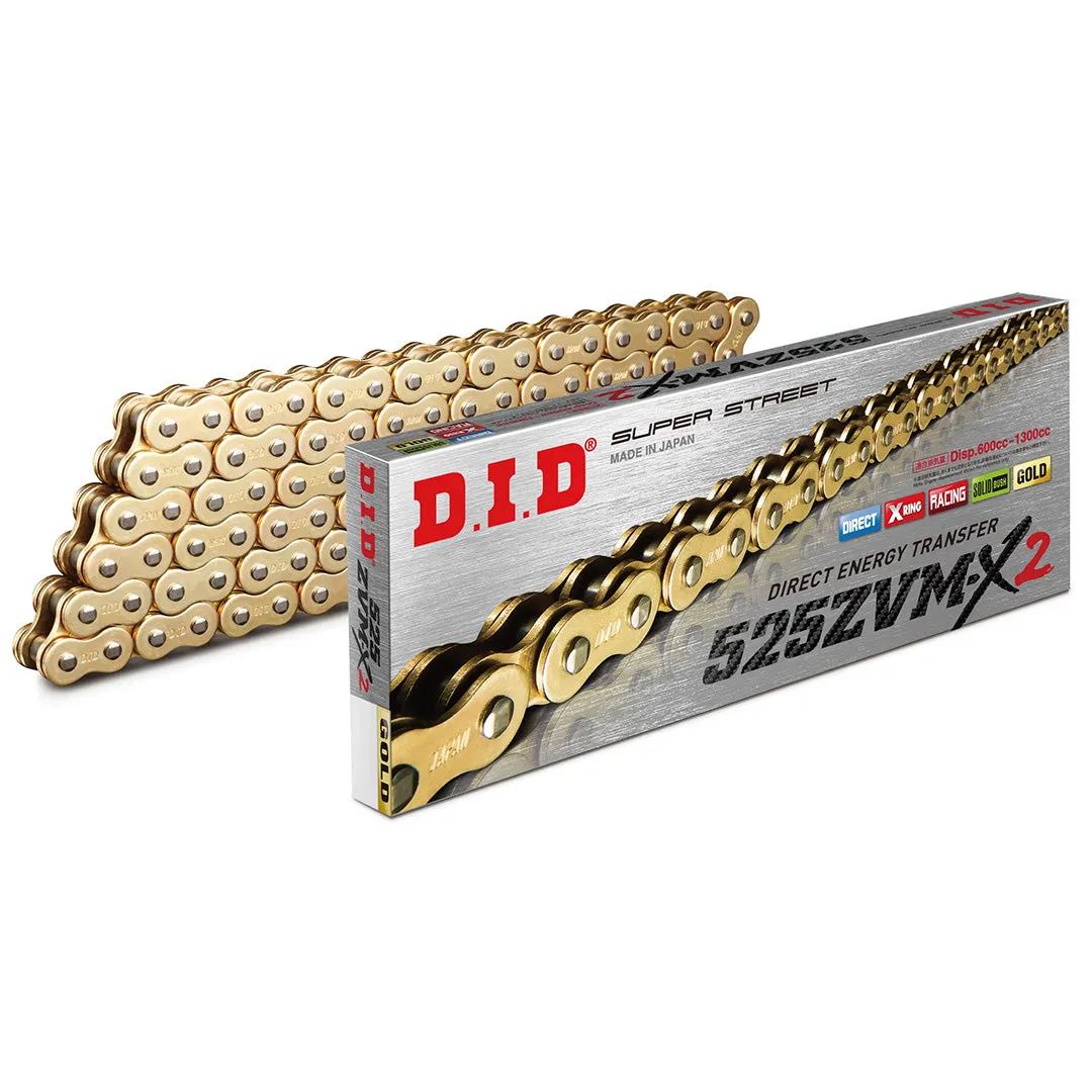 525ZVM-X2 x 128ZB G&G X'Ring chain w/ ZJ rivet link DID (525ZVMX2128G)