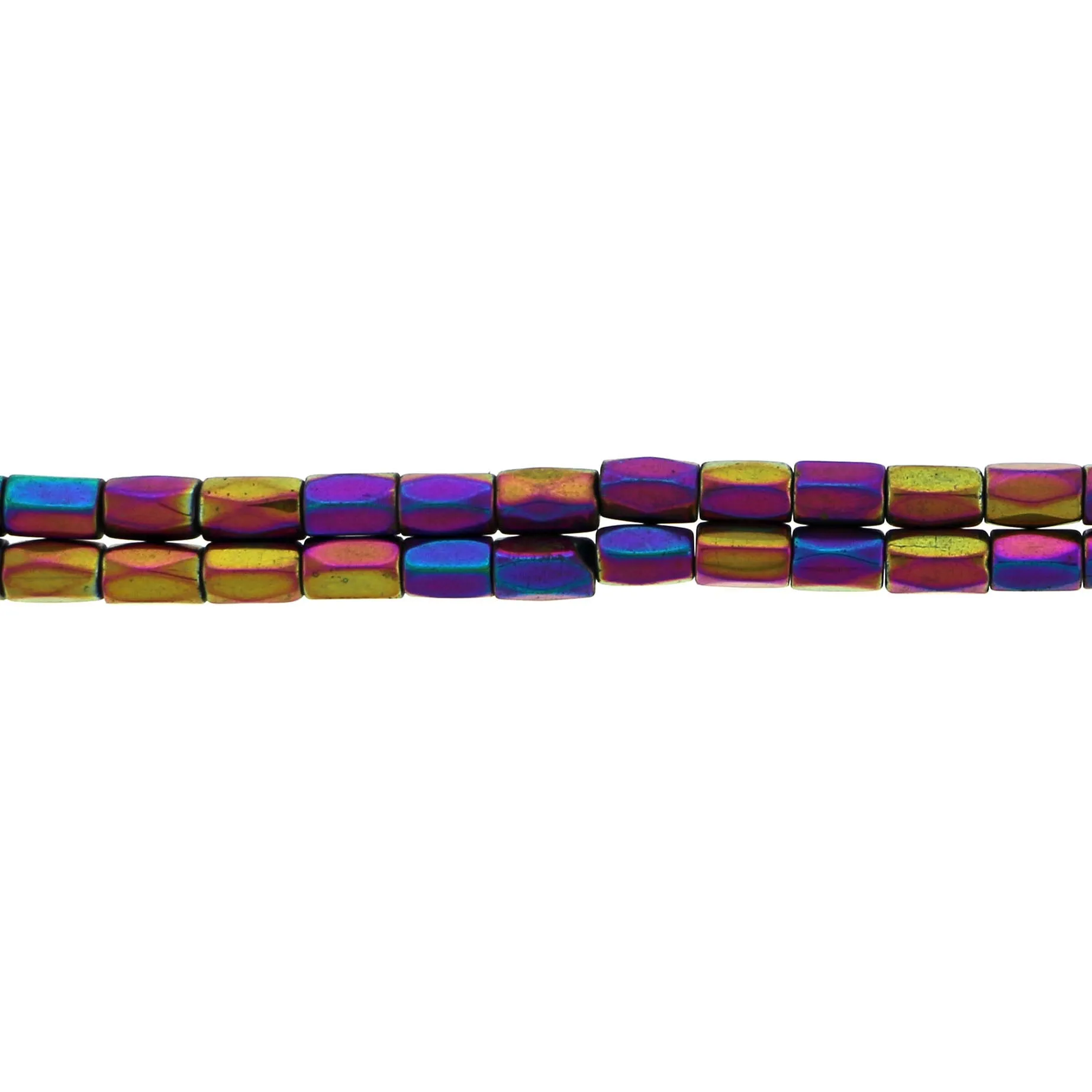 5x8mm Faceted Rainbow Tube Magnetic Hematite MH84