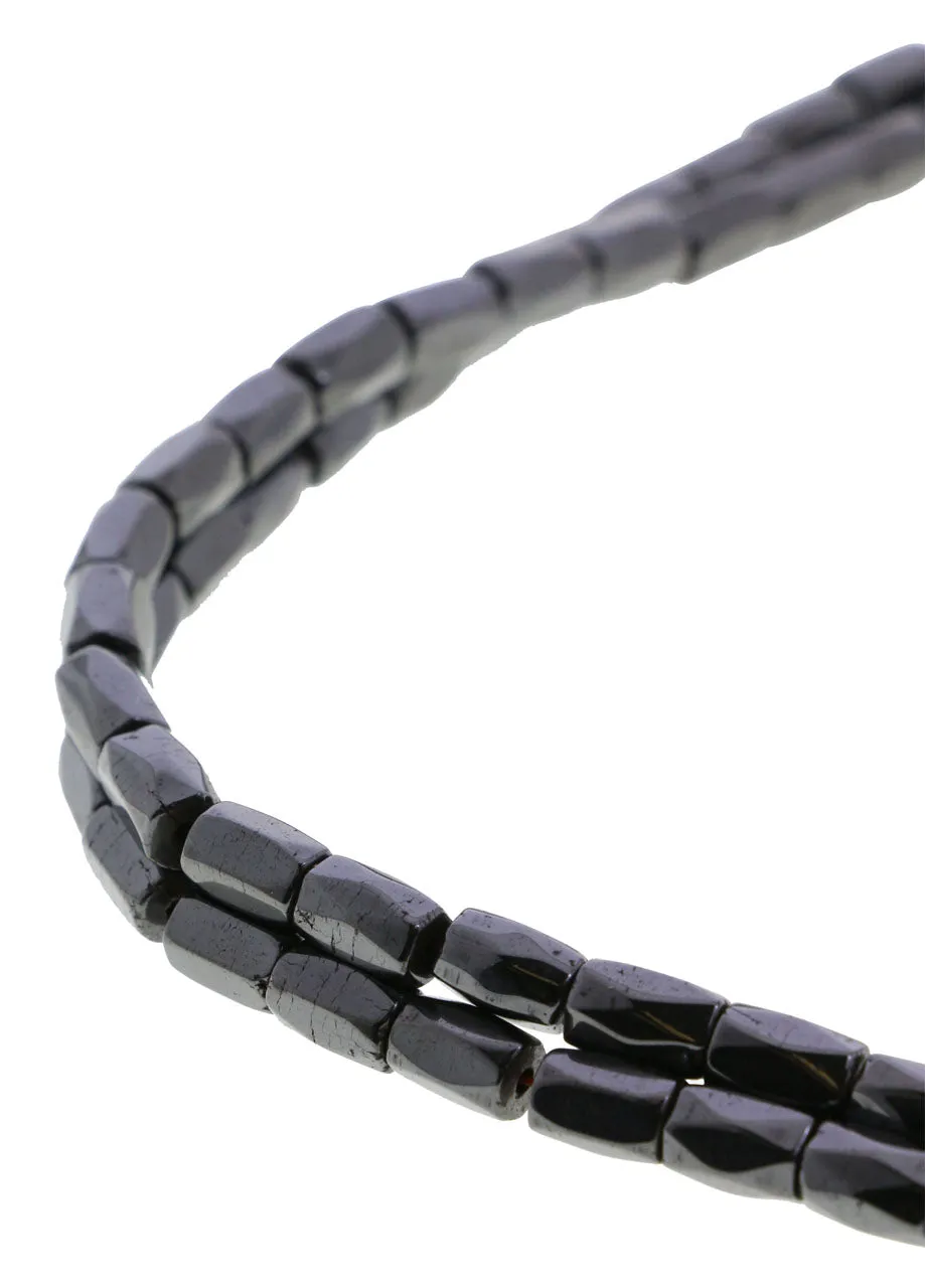 5X8mm Magnetic Hematite Faceted Tube Mh71