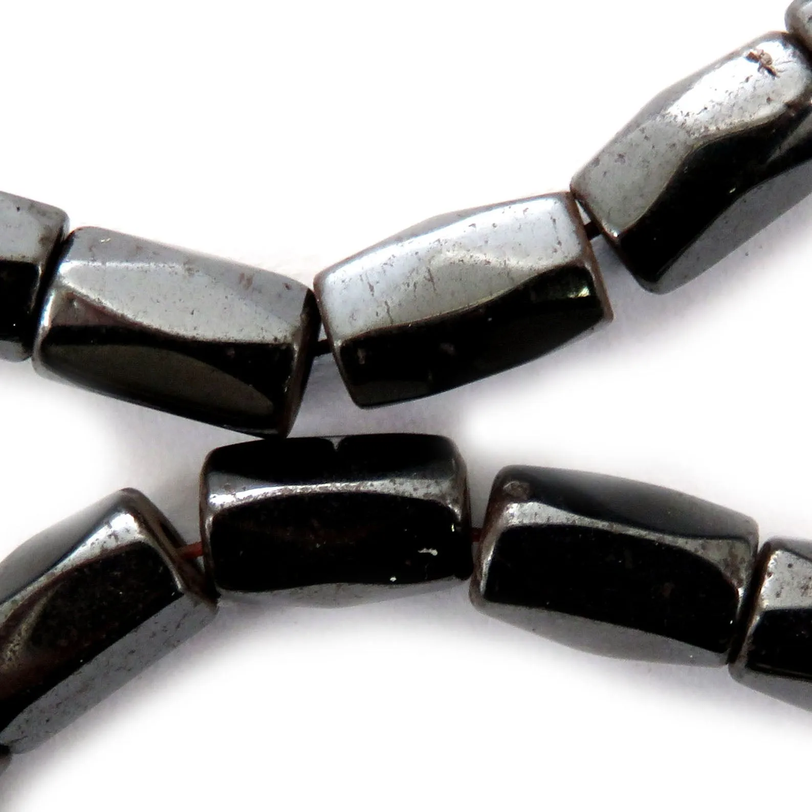 5X8mm Magnetic Hematite Faceted Tube Mh71