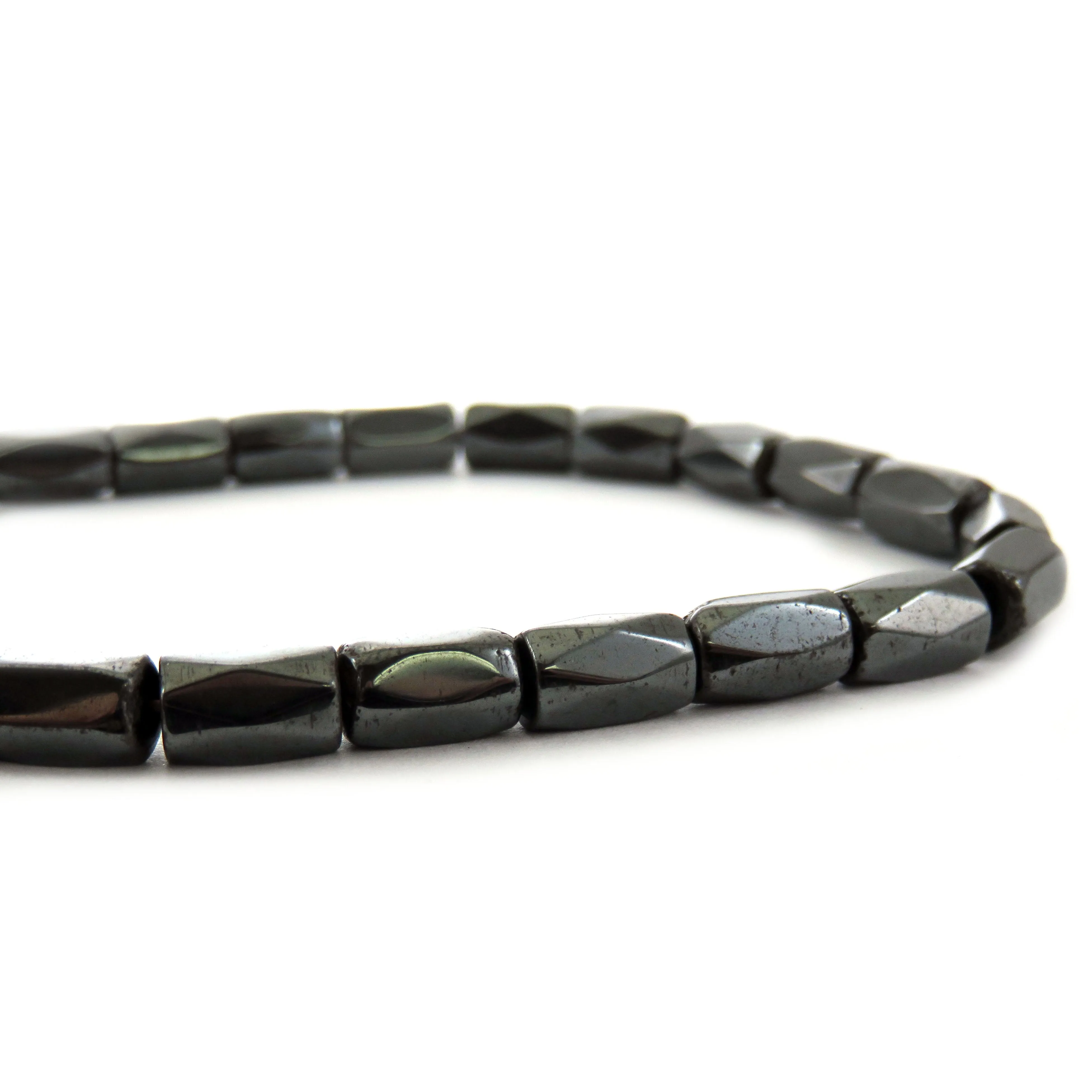 5X8mm Magnetic Hematite Faceted Tube Mh71