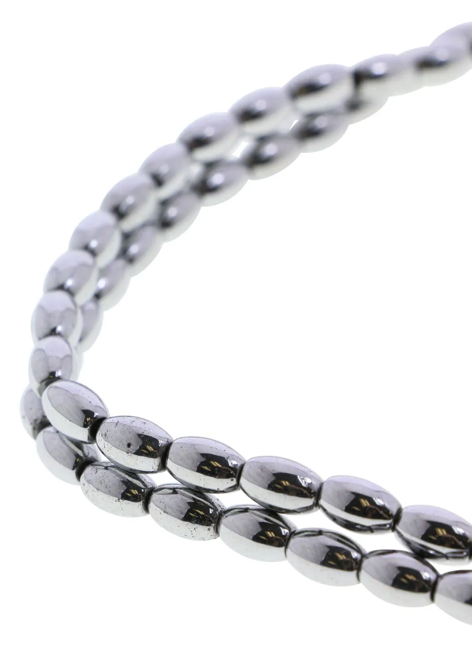 5X8mm Magnetic Hematite Silverplated Rice Mh61