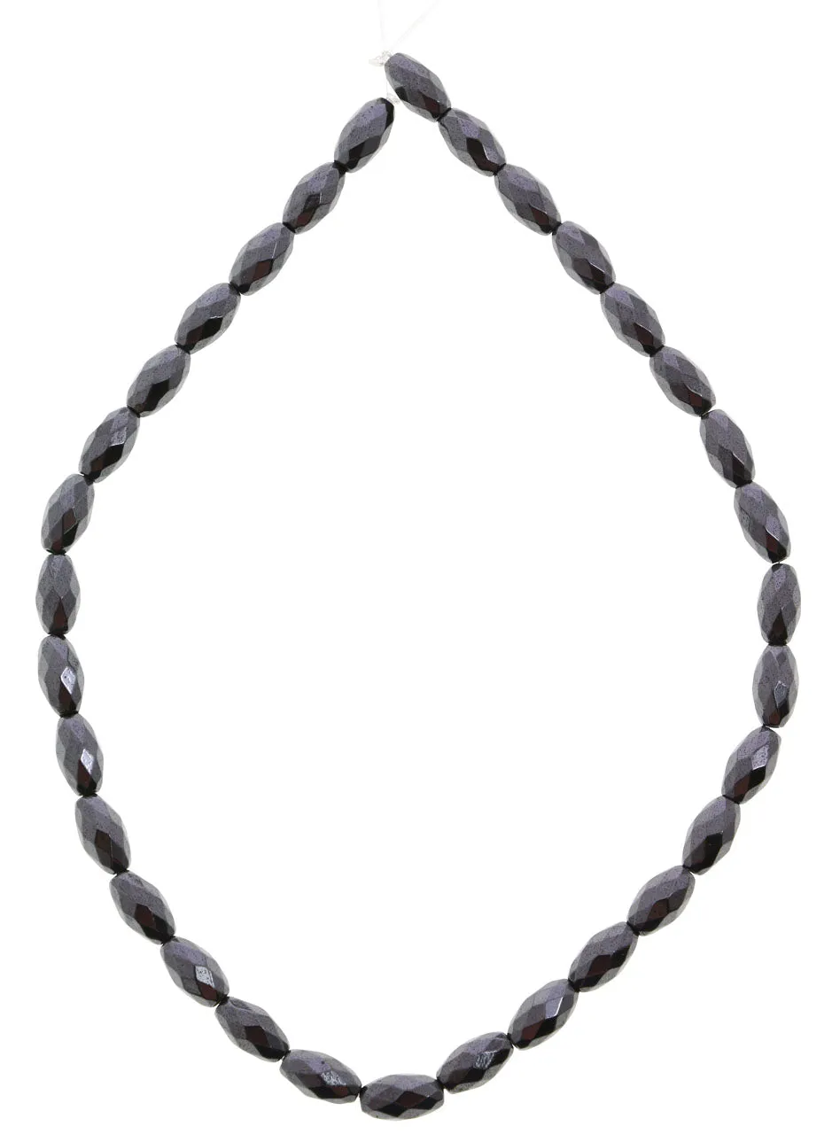 6x12mm Magnetic Hematite Faceted Rice  MH59