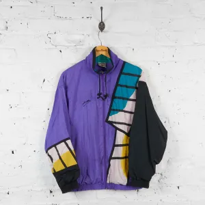 80s Patterned Shell Jacket Top - Purple - M