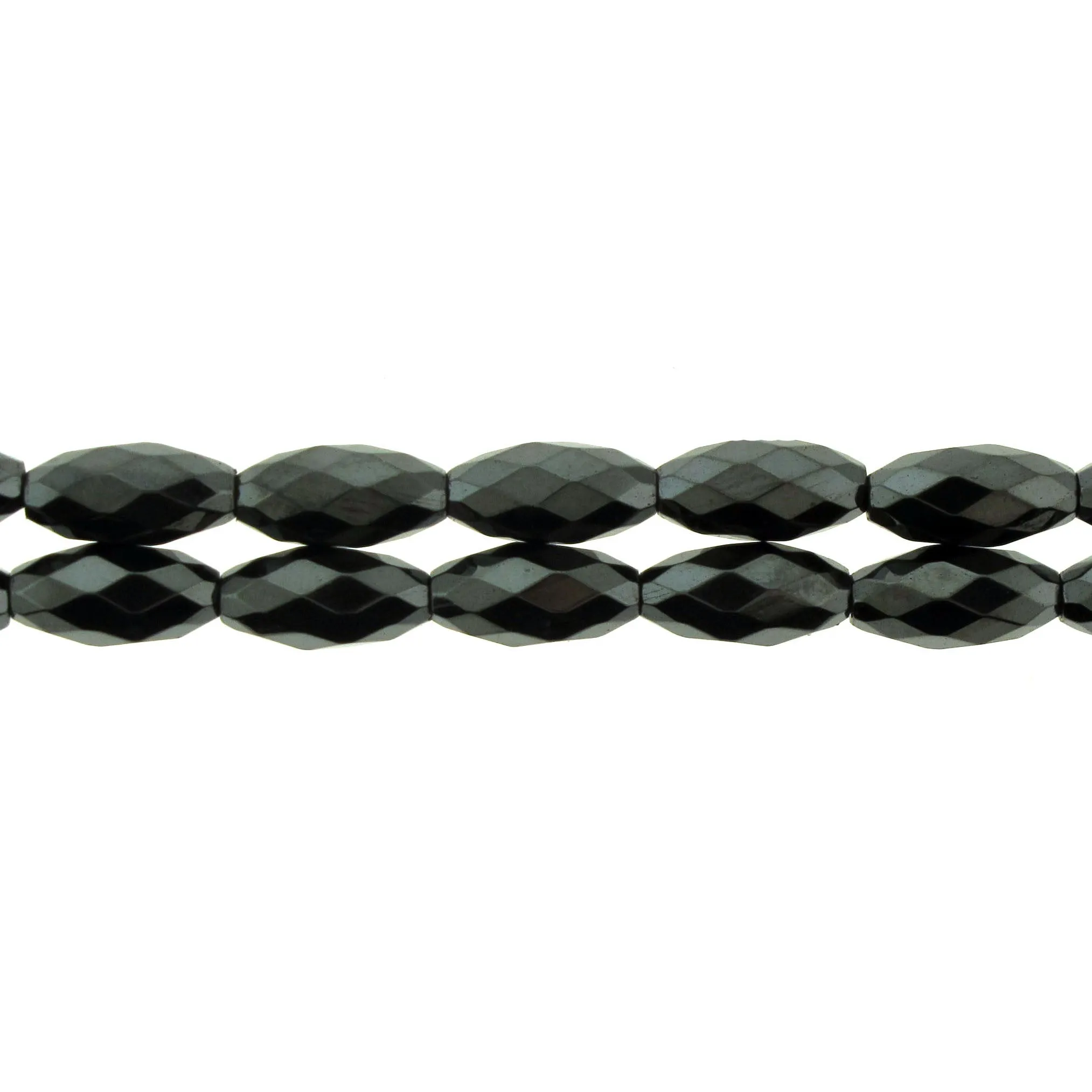 8X12mm Magnetic Hematite Faceted Rice MH70