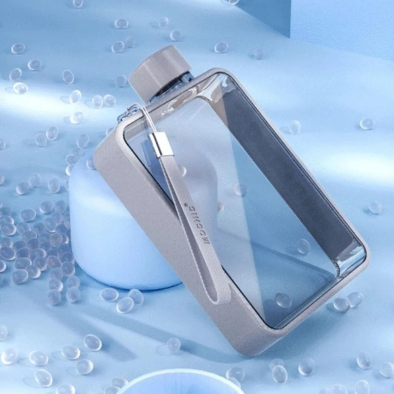 A5 Flat Water Bottle Portable BPA Free Water Bottle (White) [ONLINE ONLY}