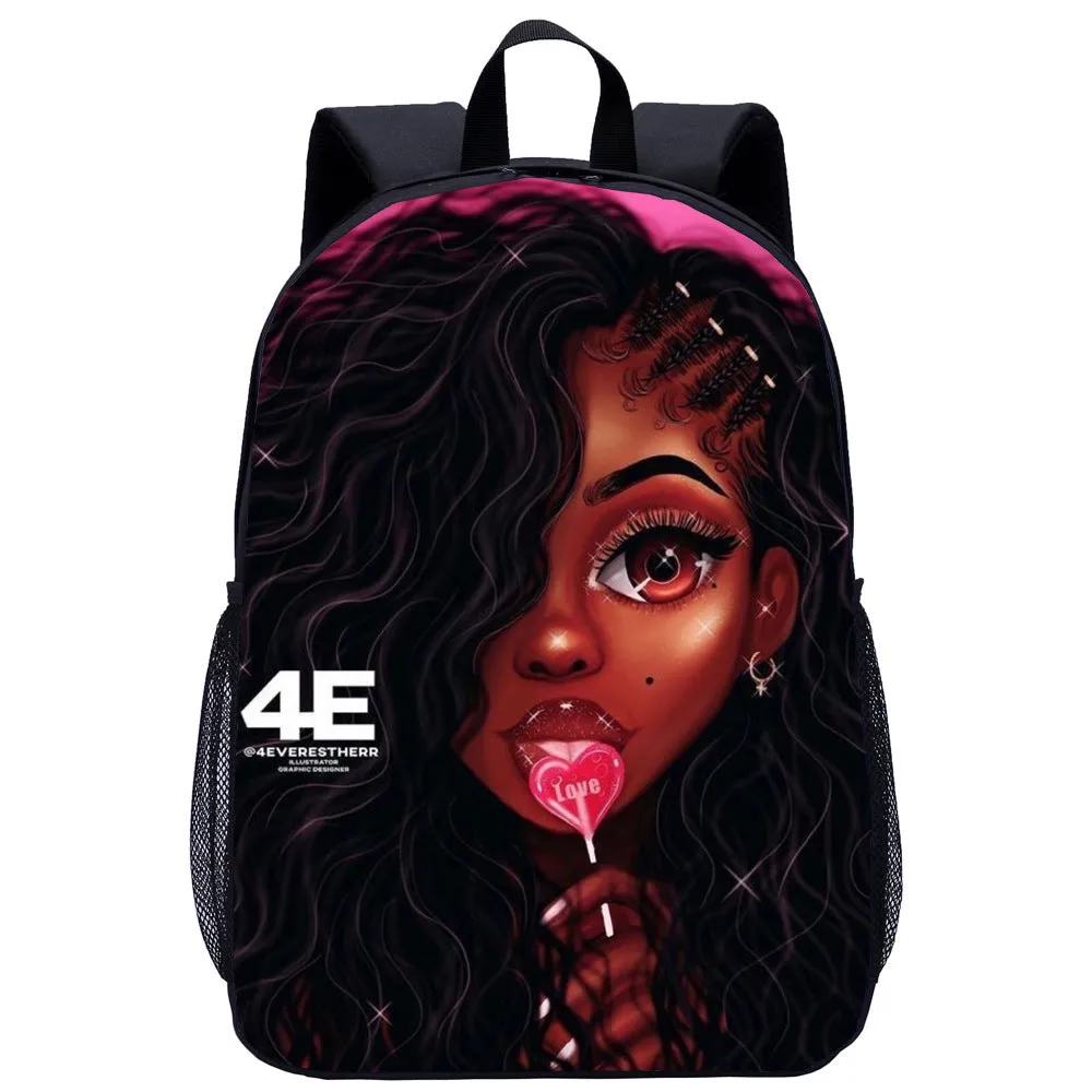 African girl school backpack